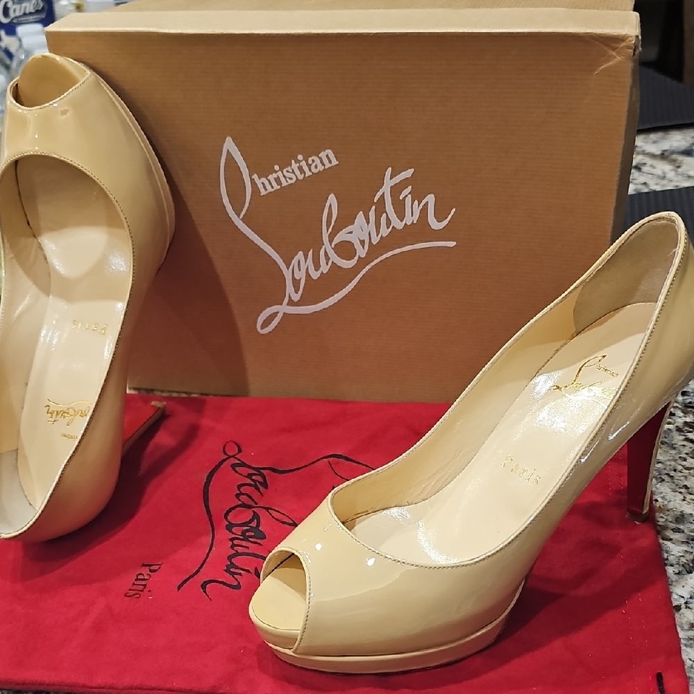 Christian Louboutin Nude Peep Toe Heels